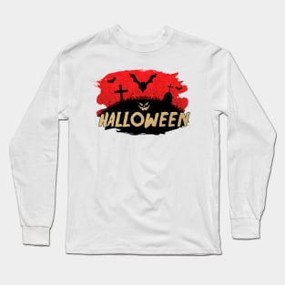 ✚ Haunted Bats Cemetery ✚ Halloween Spooky Pumpkin Cool Costume Idea Long Sleeve T-Shirt